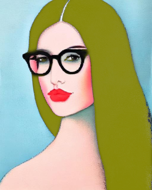 An illustrated portrait of Laura Reyna, the author. They have long, light-colored hair and black thick-rimmed glasses.