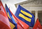 equality flags waving outside of the US Supreme Court